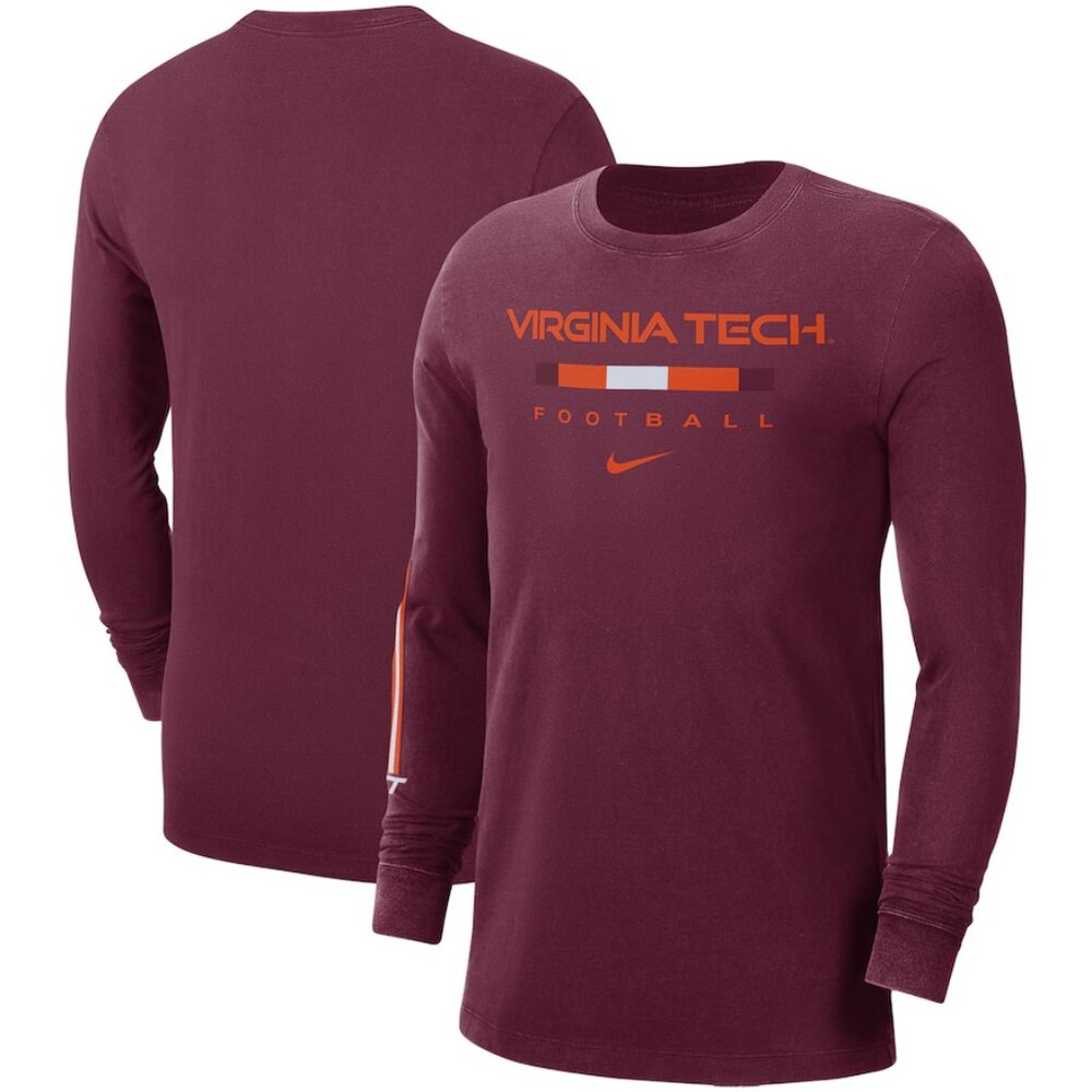 Men's Nike Maroon Virginia Tech Hokies Word Long Sleeve T-Shirt Small